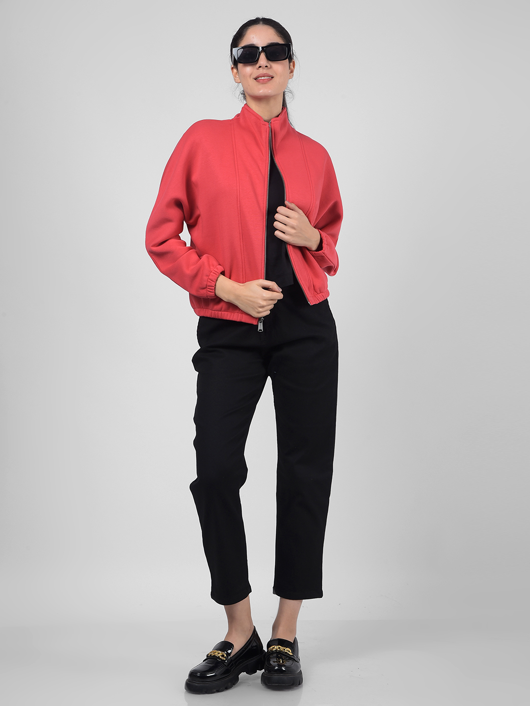 Numero Uno Women Pink Mock Neck Sweatshirts